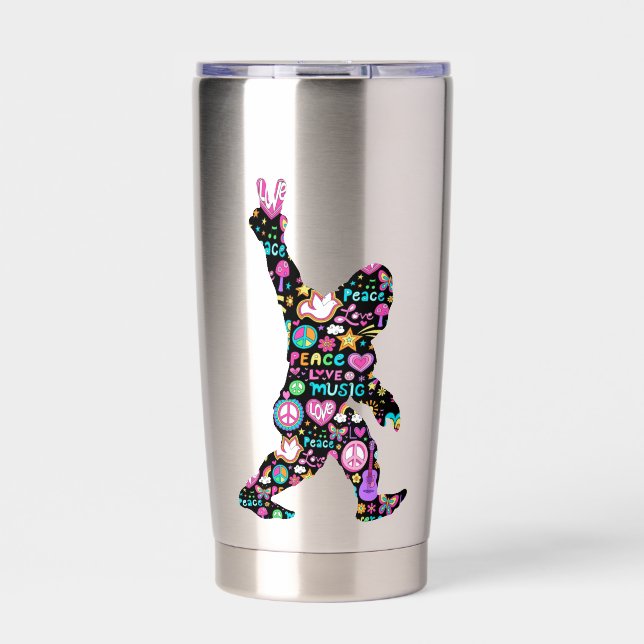 Peace Love Bigfoot Hippie Funny Bigfoot Lover      Insulated Tumbler (Front)
