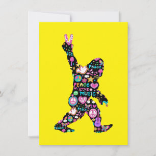 Peace Love Bigfoot Hippie Funny Bigfoot Lover    Invitation