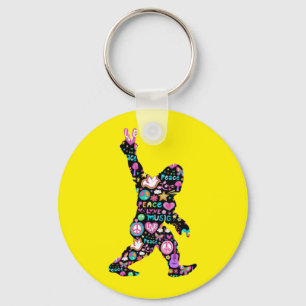 Peace Love Bigfoot Hippie Funny Bigfoot Lover Key Ring
