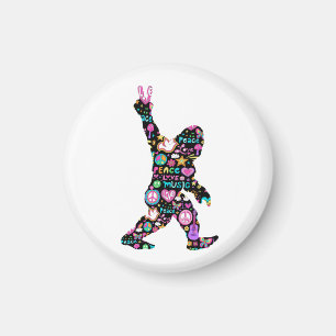 Peace Love Bigfoot Hippie Funny Bigfoot Lover Magnet