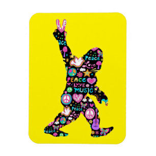Peace Love Bigfoot Hippie Funny Bigfoot Lover    Magnet