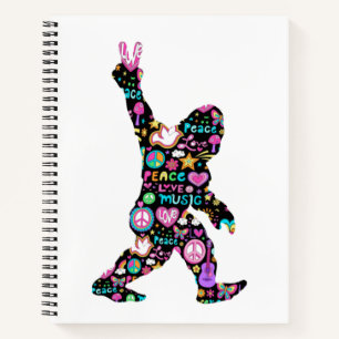 Peace Love Bigfoot Hippie Funny Bigfoot Lover Notebook