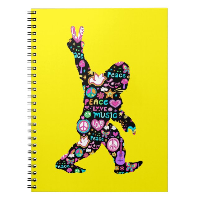 Peace Love Bigfoot Hippie Funny Bigfoot Lover   Notebook (Front)