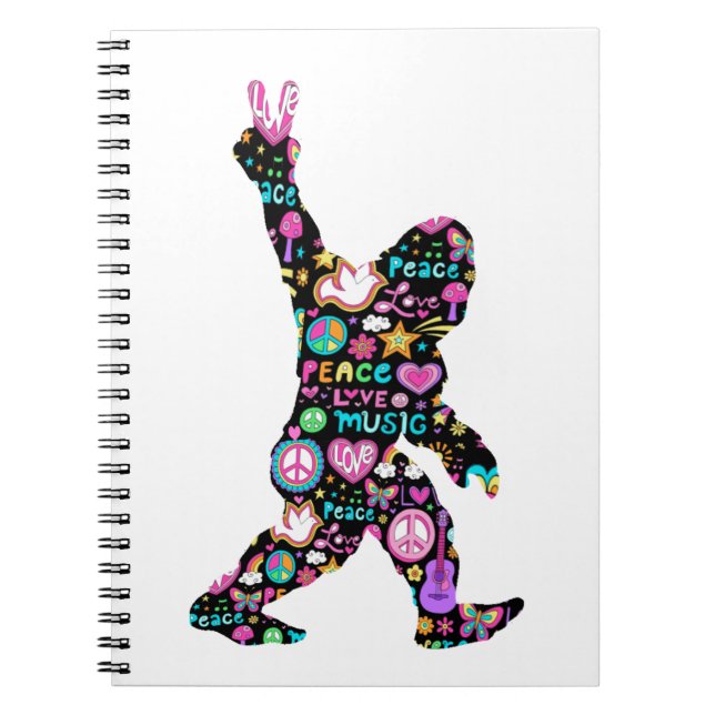 Peace Love Bigfoot Hippie Funny Bigfoot Lover   Notebook (Front)