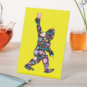 Peace Love Bigfoot Hippie Funny Bigfoot Lover    Pedestal Sign