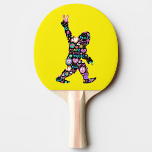 Peace Love Bigfoot Hippie Funny Bigfoot Lover Ping Pong Paddle