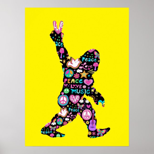 Peace Love Bigfoot Hippie Funny Bigfoot Lover    Poster (Front)