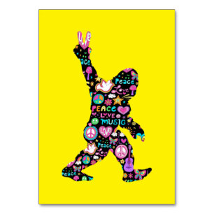 Peace Love Bigfoot Hippie Funny Bigfoot Lover    Table Number