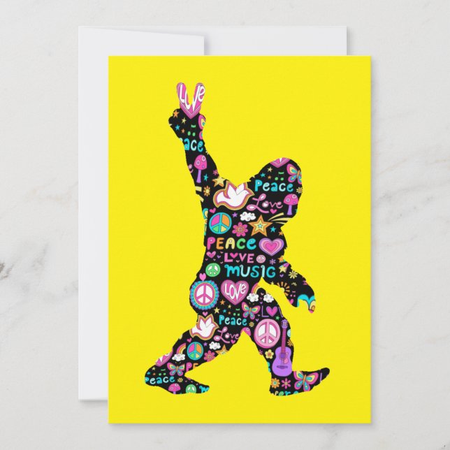Peace Love Bigfoot Hippie Funny Bigfoot Lover    Thank You Card (Front)