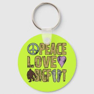 Peace Love Bigfoot Key Ring