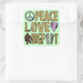Peace Love Bigfoot Square Sticker (Bag)