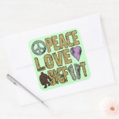 Peace Love Bigfoot Square Sticker (Envelope)