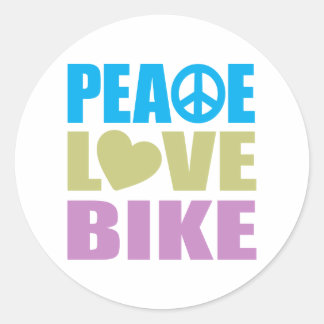 Peace Love Bike Classic Round Sticker