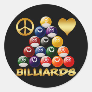 PEACE LOVE BILLIARDS CLASSIC ROUND STICKER