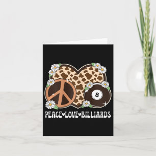 Peace Love Billiards Lover Cow Print Girls Cute Bi Card