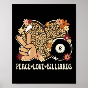 Peace Love Billiards Lover Leopard Print Girl Cute