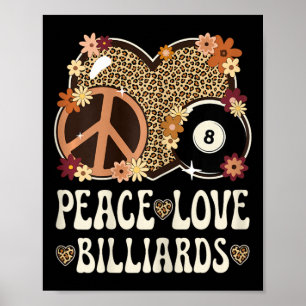 Peace Love Billiards Lover Leopard Print Girl Cute