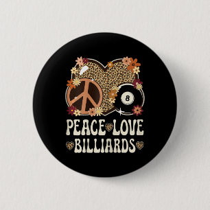 Peace Love Billiards Lover Leopard Print Girl Cute 6 Cm Round Badge