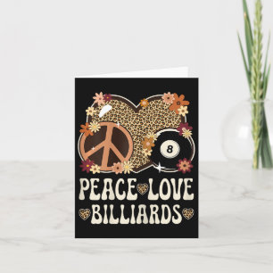 Peace Love Billiards Lover Leopard Print Girl Cute Card
