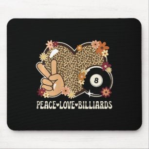 Peace Love Billiards Lover Leopard Print Girl Cute Mouse Mat