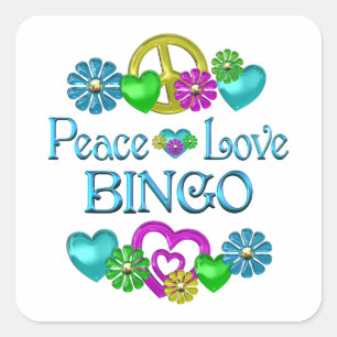 Peace Love Bingo Square Sticker