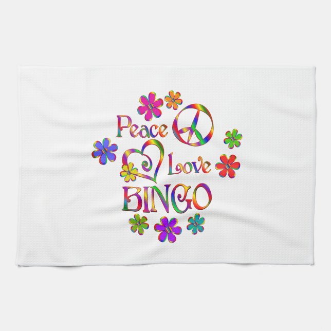 Peace Love Bingo Tea Towel (Horizontal)