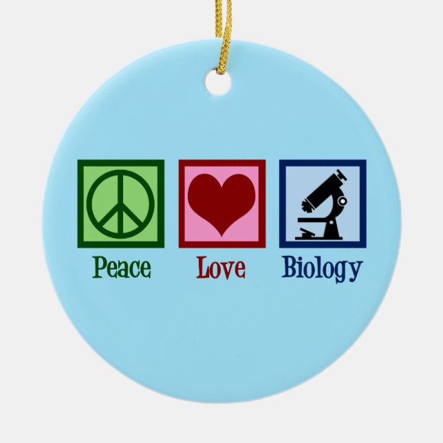 Peace Love Biology Ceramic Tree Decoration (Front)