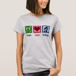 Peace Love Biology Christmas T-Shirt<br><div class="desc">A cute Biologist Christmas gift featuring a peace sign,  heart,  and a microscope to study organisms and biology. A cool biology teacher or professor present.</div>