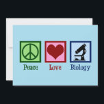 Peace Love Biology Holiday Card<br><div class="desc">A cute biologist Christmas card featuring a peace sign,  heart,  and a microscope to study organisms and biology. A cool biology teacher or professor holiday card.</div>