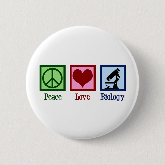 Peace Love Biology Teacher 6 Cm Round Badge (Front)