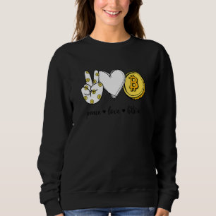 Peace Love Bitcoin Peace Hand Sign Cryptocurrency Sweatshirt