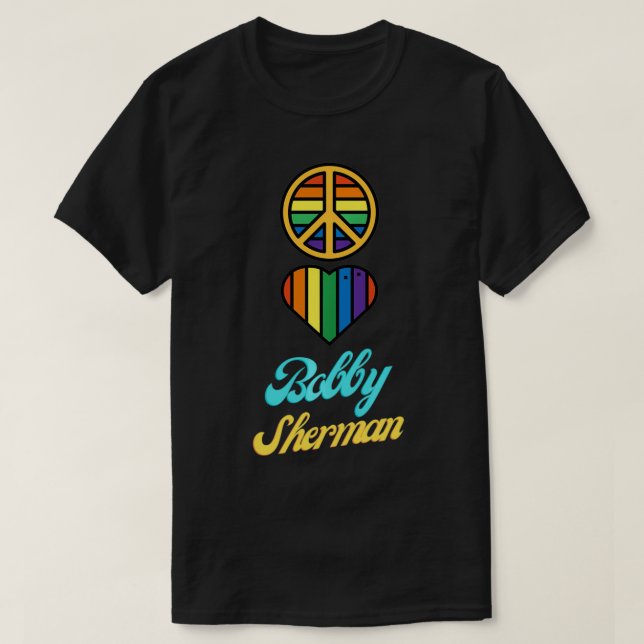 Peace Love Bobby Sherman 60s 70s Groovy Greeting R T-Shirt (Design Front)