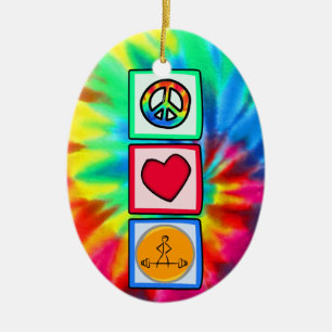 Peace, Love, Bodybuilding Ceramic Tree Decoration
