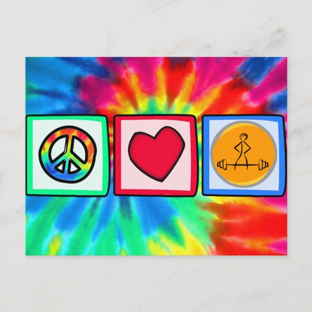 Peace, Love, Bodybuilding Postcard (Front)