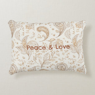 Peace Love Bohemian Hippie Sixties Paisley Decorative Cushion