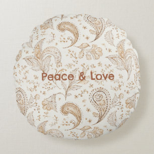 Peace Love Bohemian Hippie Sixties Paisley Round Cushion