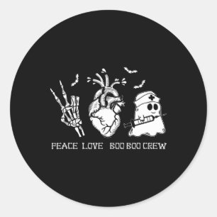 Peace Love Boo Boo Crew Lazy Halloween Costume Nur Classic Round Sticker