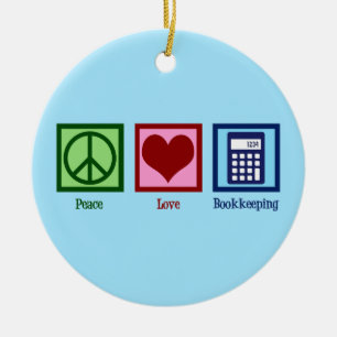 Peace Love Bookkeeping Ceramic Tree Decoration