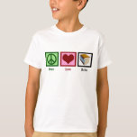 Peace Love Books Cute Bookworm Kids T-Shirt<br><div class="desc">Encourage the love of reading with this pretty gift. Support your bookworm with this cute book lover kids shirt. Peace Love Books t-shirt.</div>