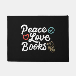 Peace Love Books Geeky & Cute Reading Doormat