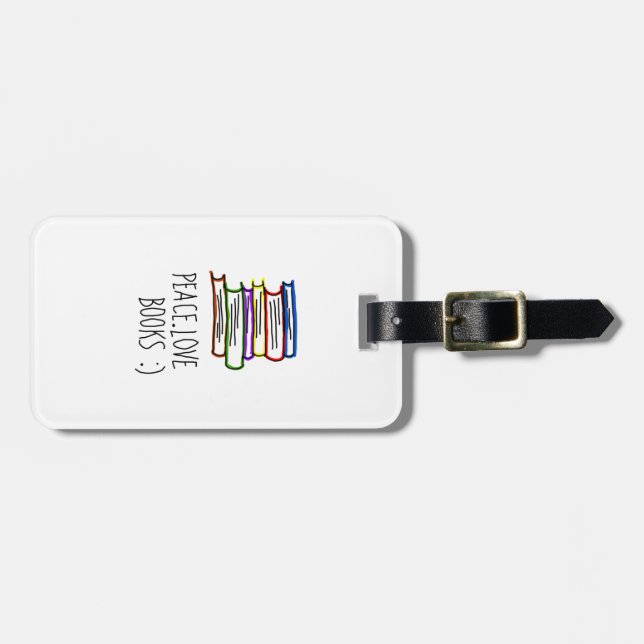 Peace Love Books Luggage Tag (Front Horizontal)