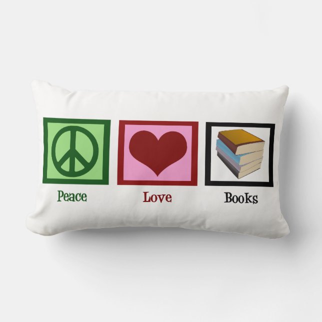 Peace Love Books Lumbar Cushion (Front)