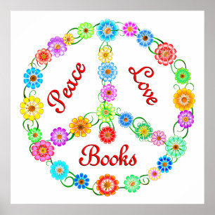 Peace Love Books Poster