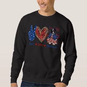 Peace Love Border Collie Dog Patriotic America Fla Sweatshirt