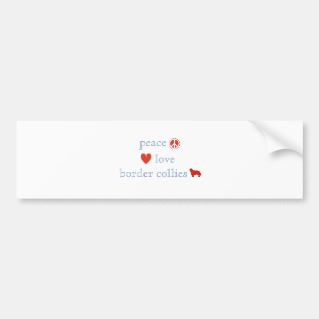 Peace Love Border Collies Bumper Sticker (Front)