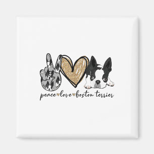 Peace Love Boston Terrier Funny Boston Terrier Lov Magnet