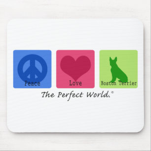 Peace Love Boston Terrier Mouse Mat