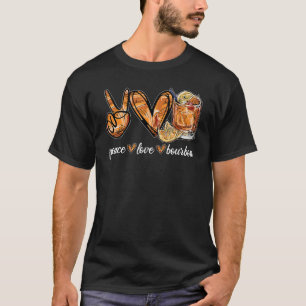 Peace Love Bourbon Peace Hand Sign Hippie Wine T-Shirt