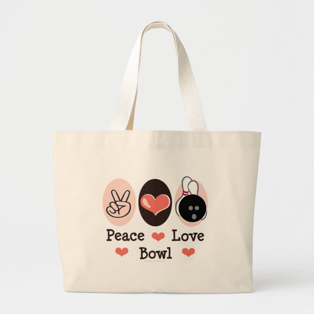 Peace Love Bowl Bowler Tote Bag (Front)