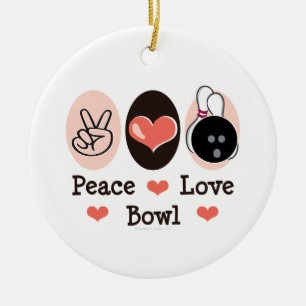 Peace Love Bowl Bowling Ornament